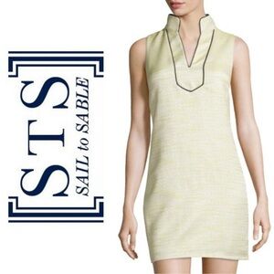 Sail To Sable Tweed Sleeveless V-Neck Sheath Mini Dress Lime Green/Silver Szie M